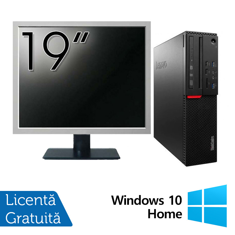 Pachet calculator lenovo m900 sff, intel core i5-6500 3.20ghz, 8gb ddr4, 120gb ssd, dvd-rw + monitor 19 inch + windows 10 home