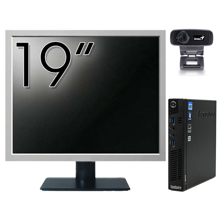 Pachet Calculator Lenovo ThinkCentre M92p Mini PC, Intel Core i5-3470T 2.90GHz, 8GB DDR3, 120GB SSD + Monitor 19 Inch + Webcam + Tastatura si Mouse