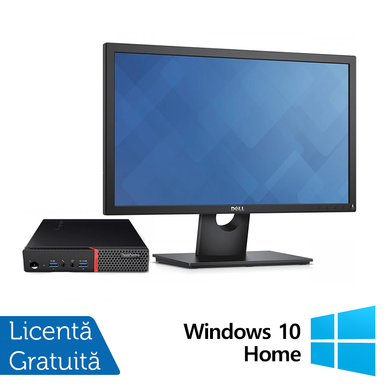 Pachet calculator refurbished lenovo thinkcentre m900 minipc, intel core i5-6400t 2.20ghz, 16gb ddr4, 480gb ssd + monitor 22 inch + windows 10 home