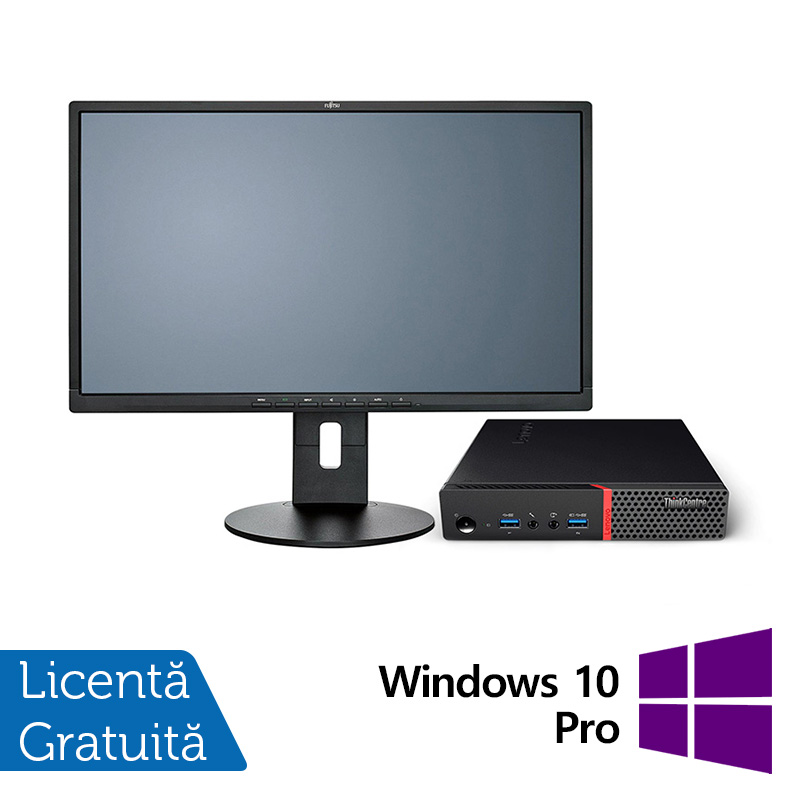 Pachet calculator refurbished lenovo thinkcentre m900 minipc, intel core i5-6400t 2.20ghz, 16gb ddr4, 480gb ssd + monitor 24 inch + windows 10 pro