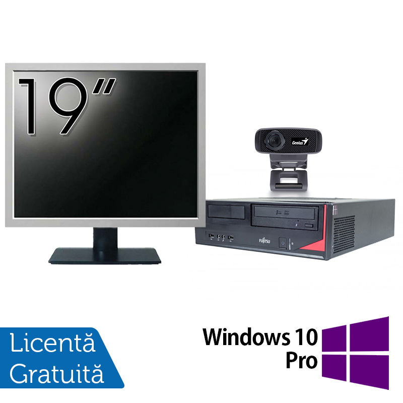 Pachet Calculator Fujitsu E420, Intel Pentium G3260 3.30GHz, 4GB DDR3, 500GB SATA + Monitor 19 Inch + Webcam + Tastatura si Mouse + Windows 10 Pro