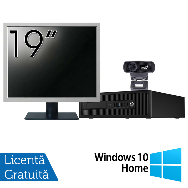 Pachet Calculator HP 800 G1 SFF, Intel Core i7-4770 3.40GHz, 8GB DDR3, 1TB SATA + Monitor 19 Inch + Webcam + Tastatura si Mouse + Windows 10 Home