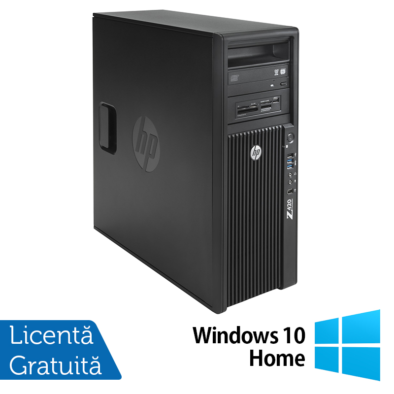 Workstation HP Z420, CPU Intel Xeon E5-1603 2.80GHz Quad Core, 16GB DDR3 ECC, 240GB SDD, nVidia Quadro K2200/4GB GDDR5, DVD-RW + Windows 10 Home