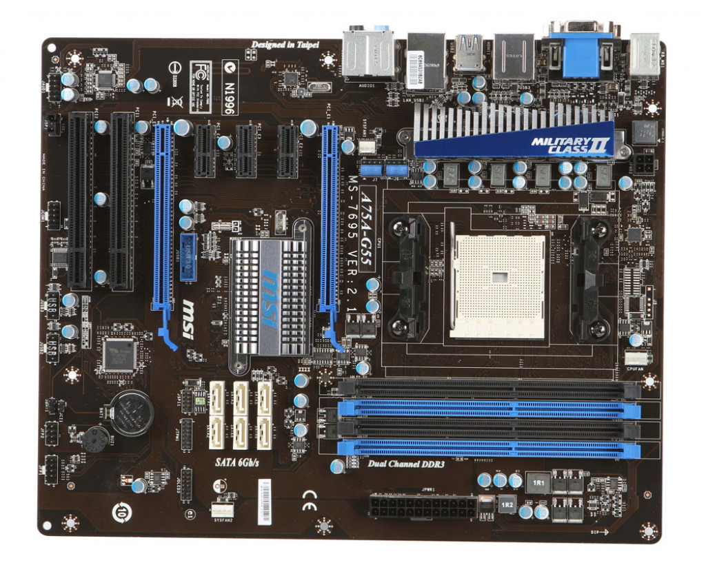 Kit Placa de Baza MSI A75A-G55, Socket FM1 + Procesor AMD A4-3300 2.50GHz, Shield si Cooler