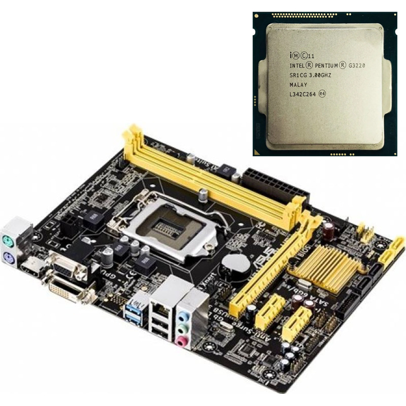 Placa de baza ASUS H81M-P PLUS, Socket 1150, mATX, Shield, Cooler + Procesor Intel Pentium G3220 3.00GHz
