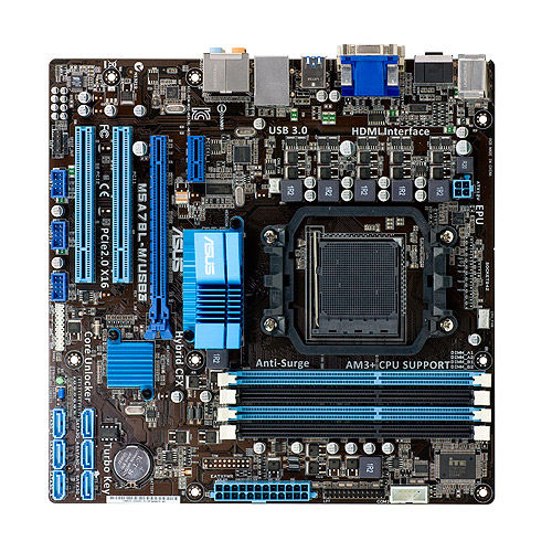 Placa de baza Asus M5A78L-M-USB3 + Procesor AMD FX 4100 3.60GHz, Socket AM3+, Cu Shield si Cooler
