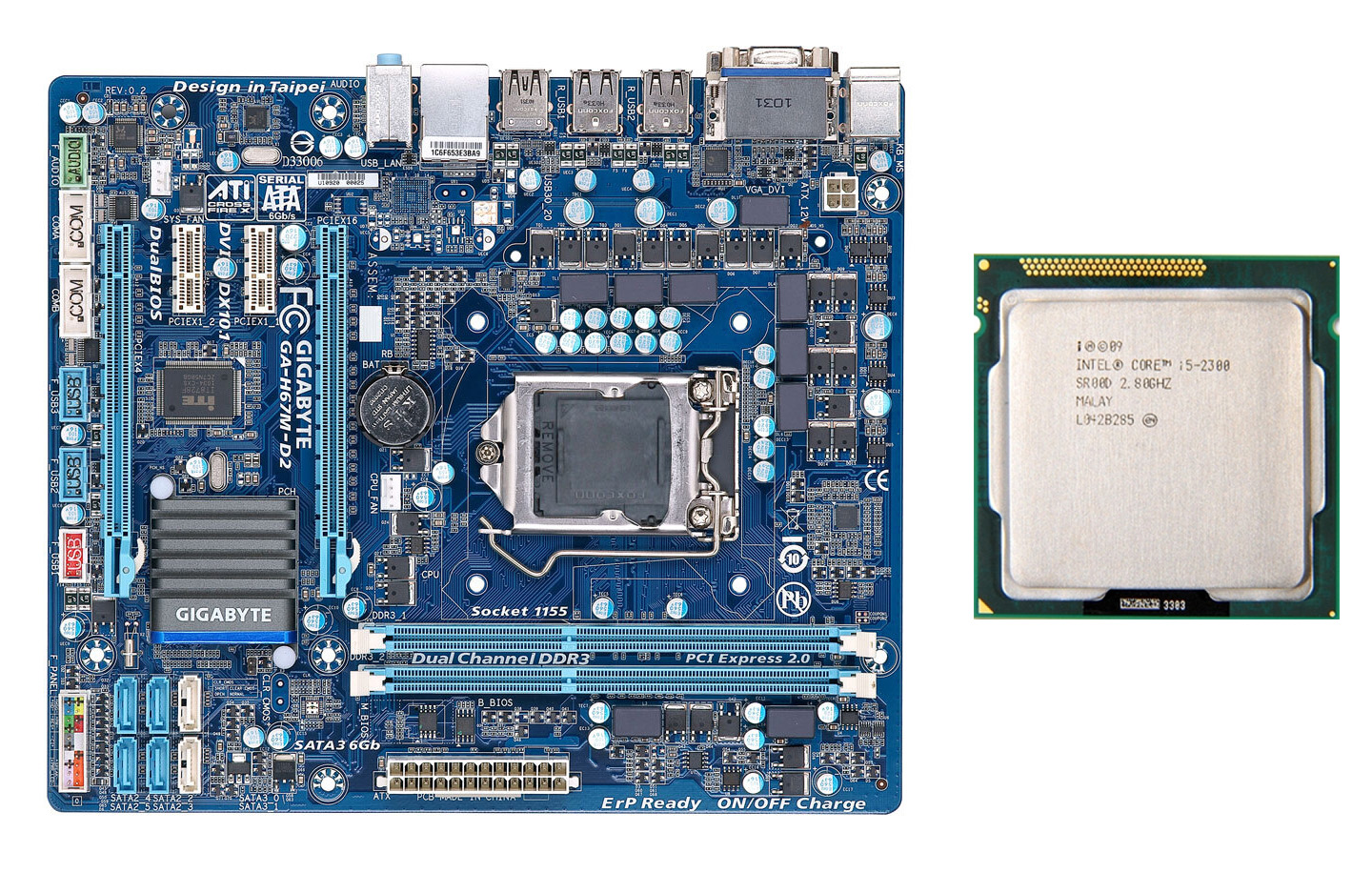 Placa de baza Gigabyte GA-H67M-D2, Socket 1155, mATX, Shield, Cooler + Procesor Intel Core i5-2300 2.80GHz 1155 imagine noua 2022