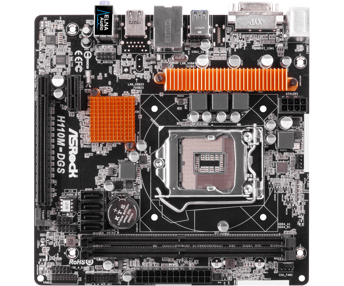 Placa de baza Asrock H110M-DGS, Socket 1151, Form Factor mATX, cu shield + Cooler Intel