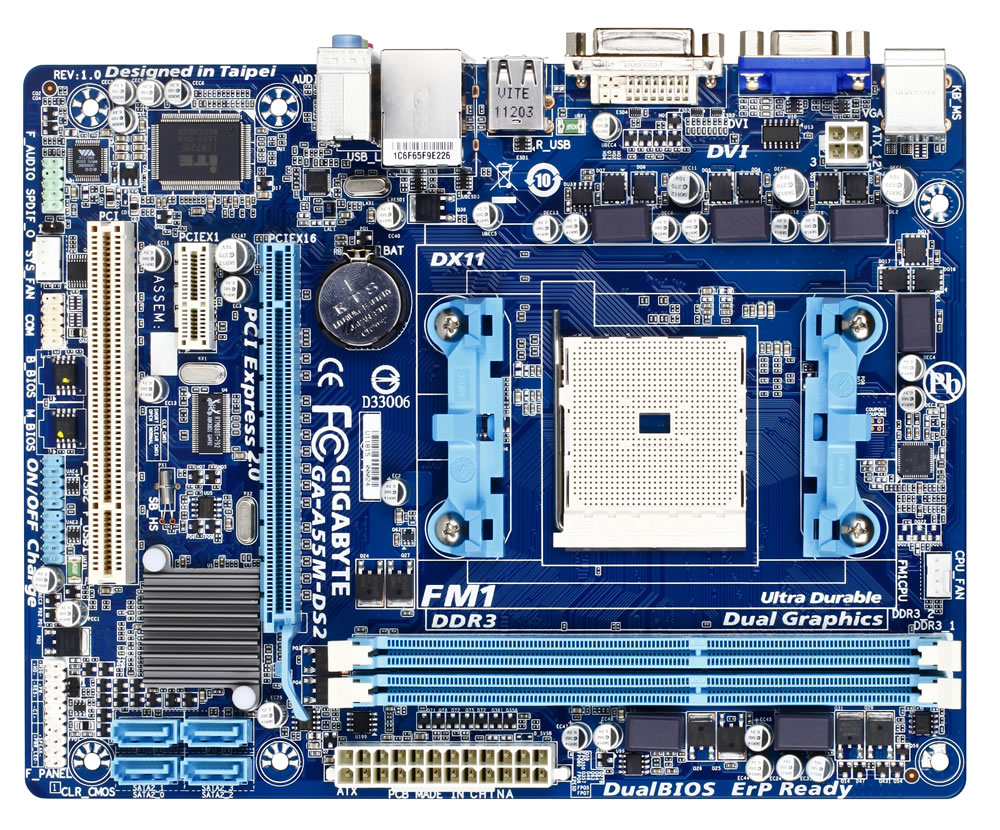 Kit Placa de baza Socket FM1, GIGABYTE GA-A55M-DS2 + Procesor AMD A8-3800 2.90GHz + RAM 8GB DDR3, cu Shield si Cooler