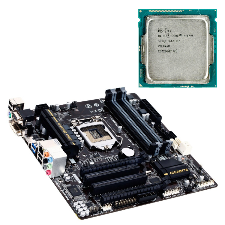 Placa de baza Gigabyte GA-B85M-D3H, Socket 1150, mATX, Shield, Cooler + Procesor Intel Core i7-4790