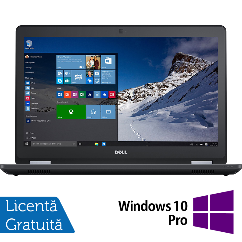 Laptop Refurbished DELL Latitude E5570, Intel Core i5-6300U 2.40GHz, 8GB DDR4, 256GB SSD, 15.6 Inch HD, Tastatura Numerica, Webcam + Windows 10 Pro