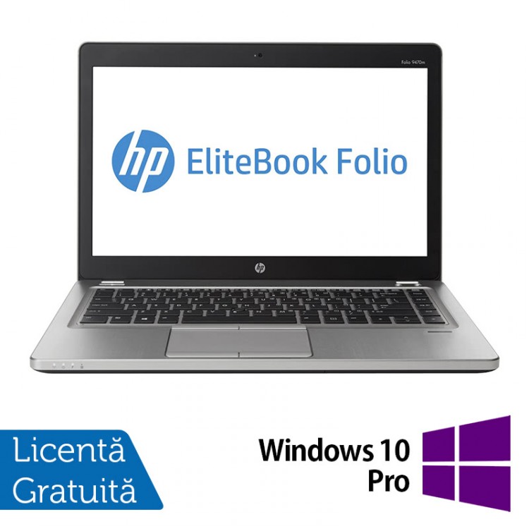 Laptop Refurbished HP EliteBook Folio 9470M, Intel Core i5-3337U 1.80GHz, 8GB DDR3, 120GB SSD, Webcam, 14 Inch + Windows 10 Pro