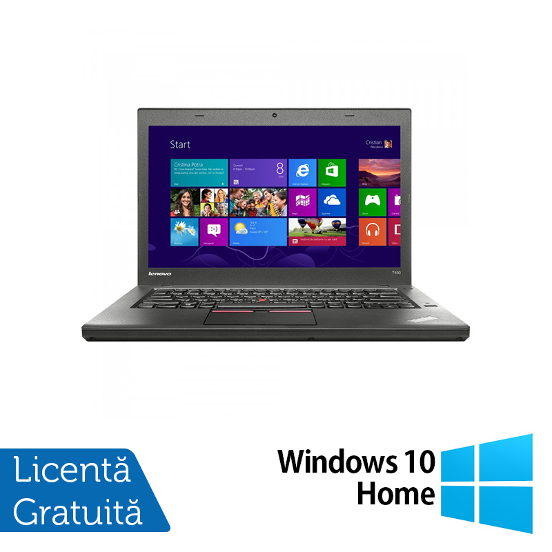 Laptop Refurbished LENOVO ThinkPad T450s, Intel Core i5-5200U 2.20GHz, 8GB DDR3, 240GB SSD, 14 Inch HD, Webcam + Windows 10 Home (SSD) imagine noua 2022