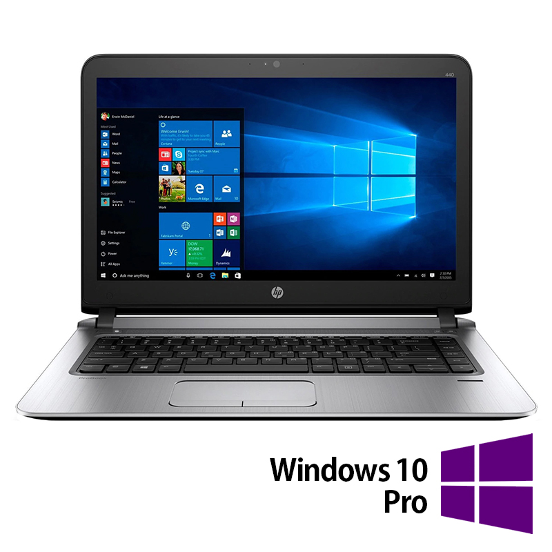 Laptop Refurbished HP ProBook 440 G3, Intel Core i3-6100U 2.30GHz, 8GB DDR3, 256GB SSD, 14 Inch Full HD, Webcam + Windows 10 Pro