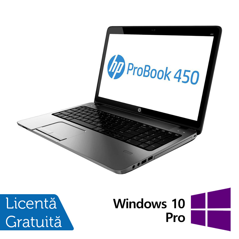 Laptop Refurbished HP ProBook 450 G1, Intel Core i5-4200M 2.50GHz, 8GB DDR3, 256GB SSD, Tastatura numerica, 15.6 Inch HD, Webcam + Windows 10 Pro