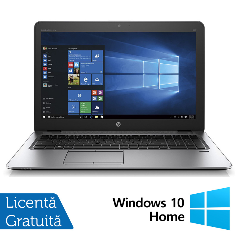 Laptop Refurbished HP EliteBook 850 G4, Intel Core i5-7200U 2.50GHz, 8GB DDR4, 256GB SSD M.2 SATA, 15.6 Inch Full HD, Webcam, Tastatura Numerica + Windows 10 Home