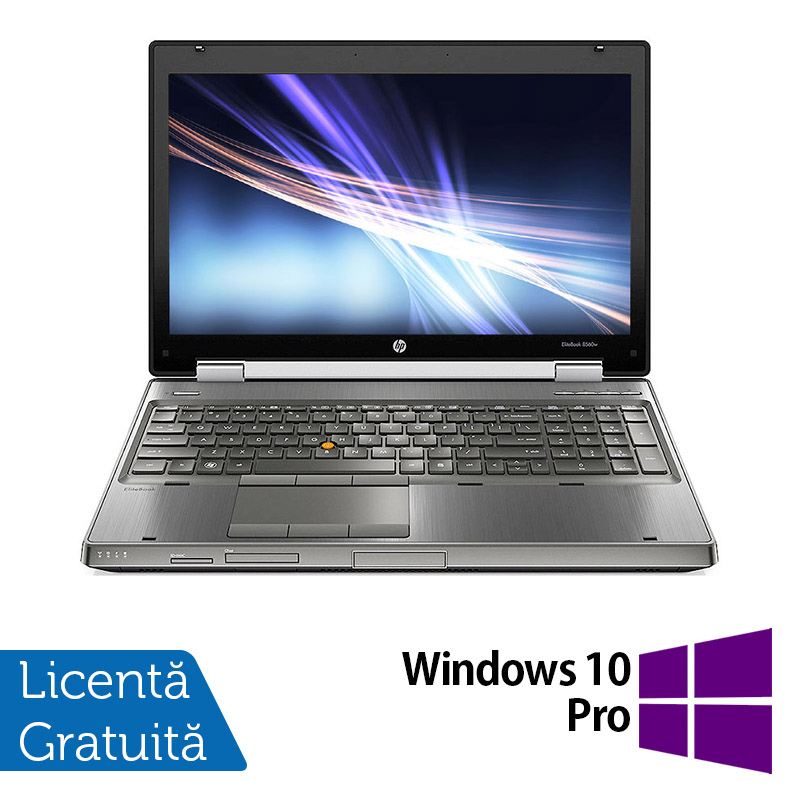 Laptop Hp EliteBook 8560w, Intel Core i7-2630QM 2.00GHz, 8GB DDR3, 500GB SATA, Full HD, NVIDIA Quadro Q1000M, DVD-RW, Webcam, 15.6 Inch + Windows 10 Pro
