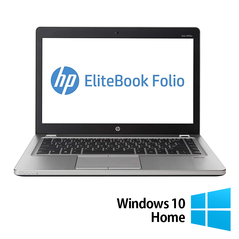 Laptop Refurbished HP EliteBook Folio 9470M, Intel Core i5-3427U 1.80GHz, 8GB DDR3, 256GB SSD, Webcam, 14 Inch + Windows 10 Home