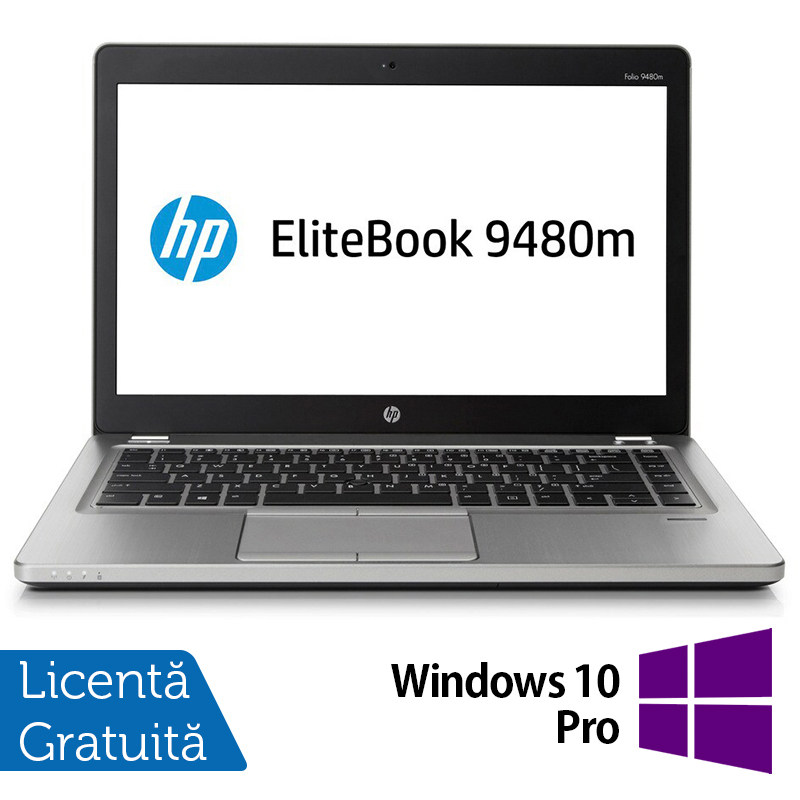 Laptop HP EliteBook Folio 9480m, Intel Core i7-4600U 2.60GHz, 8GB DDR3, 240GB SSD, 14 Inch, Webcam + Windows 10 Pro