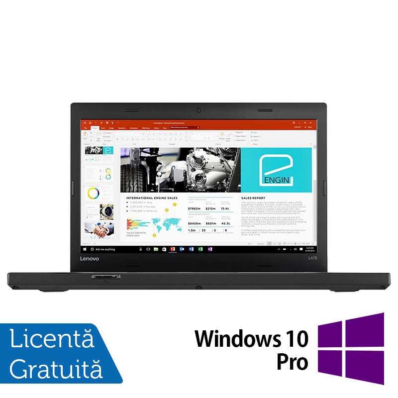 Laptop Refurbished LENOVO ThinkPad L470, Intel Core i5-6300U 2.40-3.00GHz, 16GB DDR4, 512GB SSD, 14 Inch HD + Windows 10 Pro