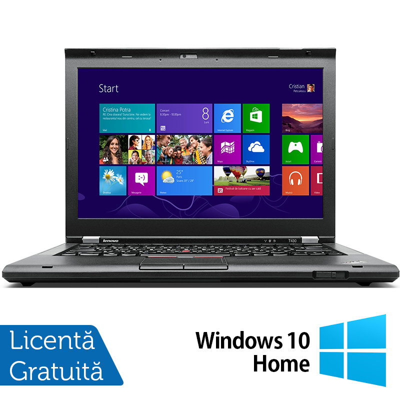 Laptop lenovo thinkpad t430, intel core i5-3210m 2.50ghz, 4gb ddr3, 320gb sata, dvd-rw, 14 inch, webcam + windows 10 home