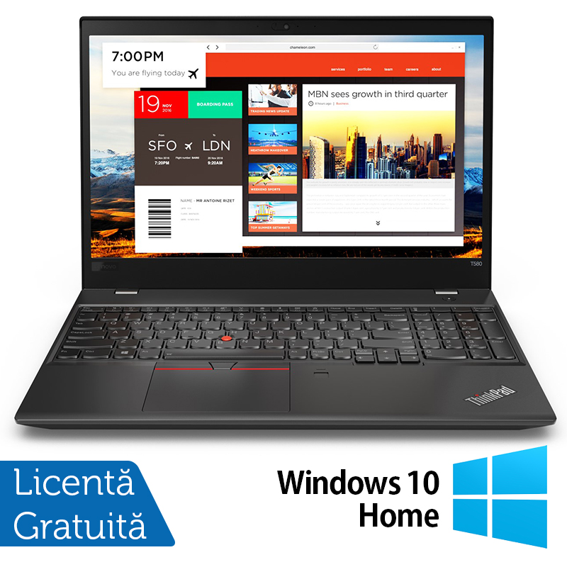 Laptop Refurbished Lenovo Thinkpad T580, Intel Core I5-8350u 1.70 - 3.60ghz, 8gb Ddr4, 256gb Ssd, 15.6 Inch Full Hd, Webcam + Windows 10 Pro