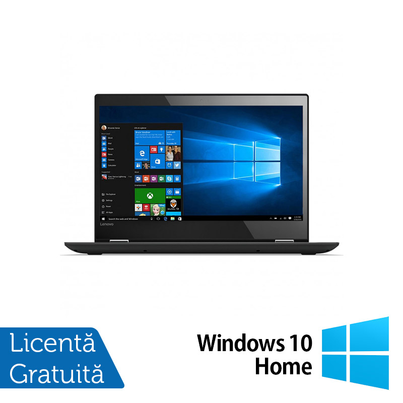 Laptop Lenovo Yoga 12, Intel Core i5-5300U 2.30GHz, 8GB DDR3, 120GB SSD, Webcam, Touchscreen, 12.5 Inch + Windows 10 Home