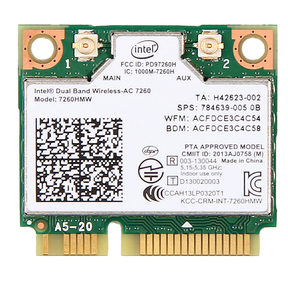Modul Intel Dual Band Wireless-AC 7260 WLAN + Bluetooth 4.0, Mini-PCI Express