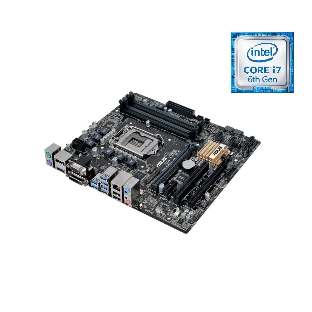 Placa de baza Asus Q170M-C + Procesor Intel Core i7-6700 3.40 GHz, Shield, Cooler