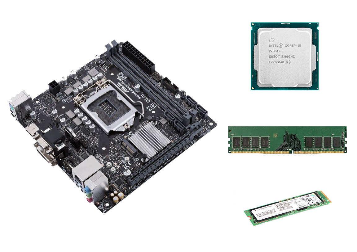 Kit Placa de Baza Second Hand Asus PRIME H310I-PLUS R2.0 + Procesor Intel Core i5-8400 2.80GHz, 8GB DDR4, SSD 256GB NVME, Shield, Cooler