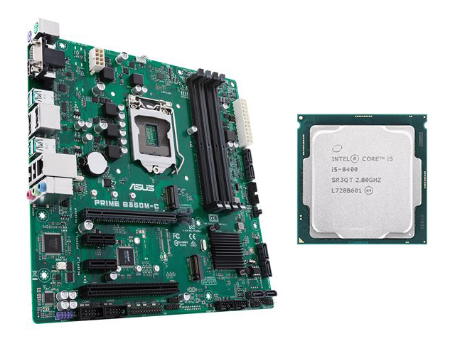 Placa de Baza Second Hand Asus PRIME B360M-C, Socket 1151 v2 , mATX, Shield, Cooler + Procesor Intel Core i5-8400 2.80 - 4.00GHz