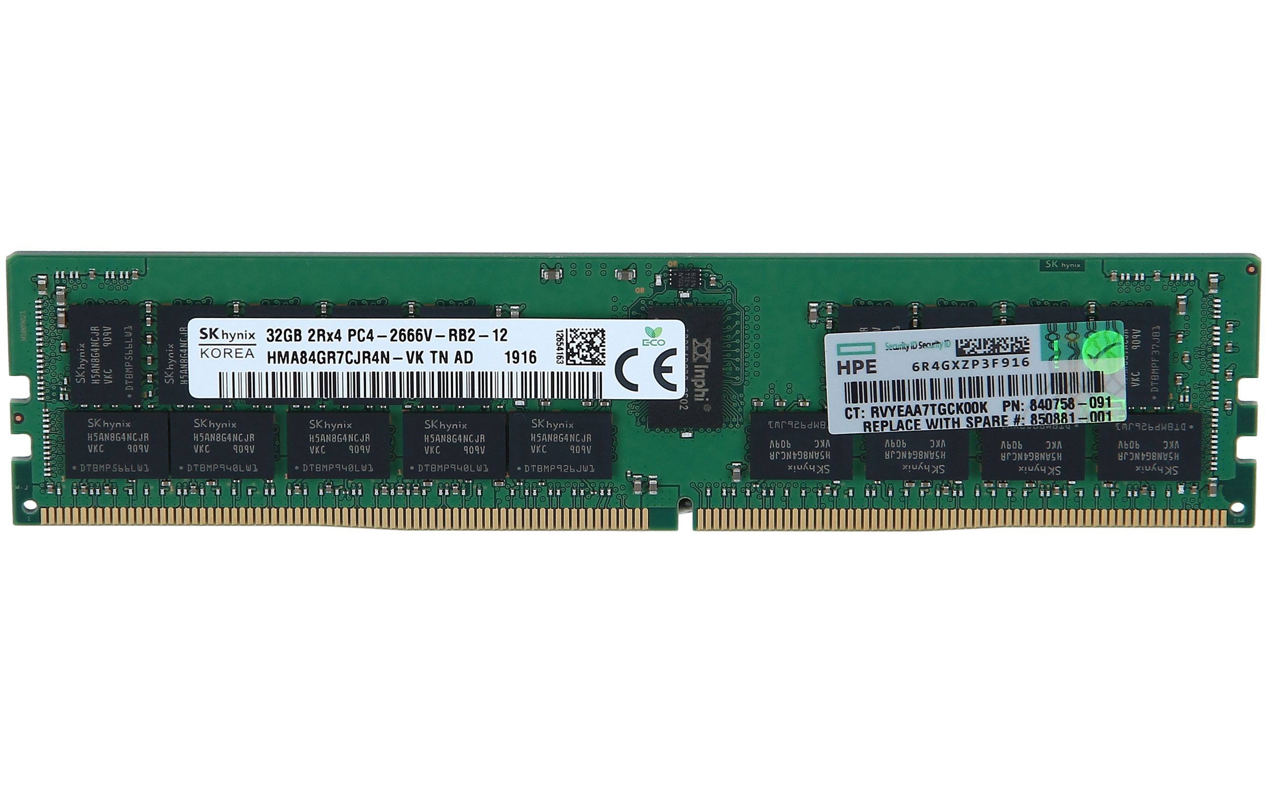 Memorie Server HPE Refurbished Hynix 32GB, PC4-2666V-R, DDR4-2666MHz, 2Rx4 ECC Genuine HP Certified