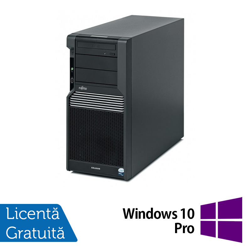 Workstation Fujitsu CELSIUS M470, Intel Xeon Quad Core W3503 2.40GHz, 8GB DDR3, 2 x 500GB SATA, Placa Video nVidia NVS450/512MB, DVD-RW + Windows 10 Pro