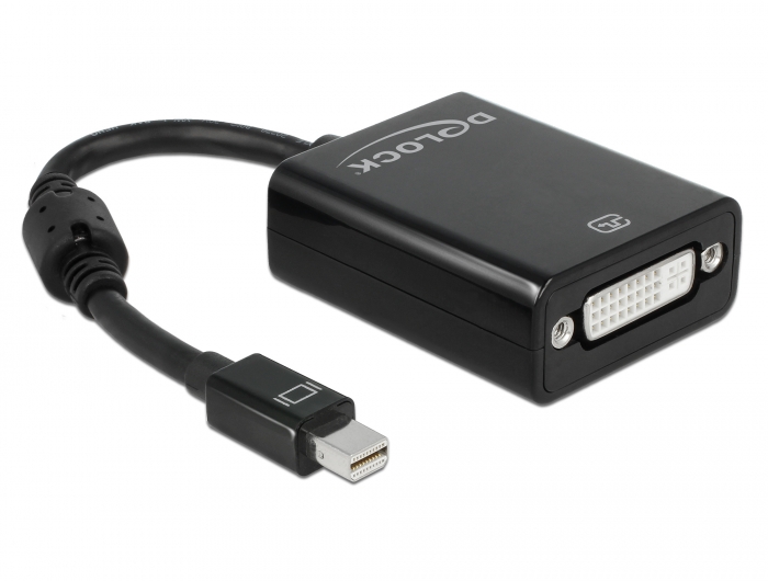 Adaptor mini DisplayPort 1.1, tata la DVI mama, Pasiv, Negru, 10cm