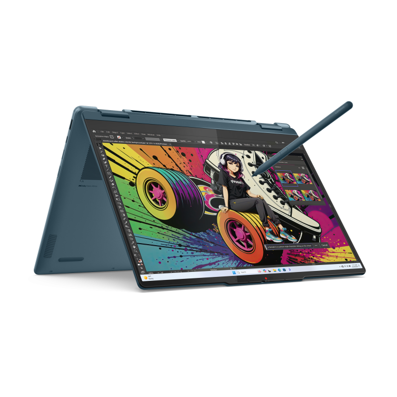 Laptop Lenovo Yoga 7 2-in-1 14AKP10, 14\' 2.8K WQXGA+ (2880x1800) OLED 1100nits (peak) / 500nits (typical) Glossy / Anti-fingerprint, 100% DCI-P3, 120Hz, Dolby Vision®, TÜV Low Blue Light, DisplayHDR™ True Black 1000, Glass, Touch, AMD Ryzen™ AI 7 350 (8C