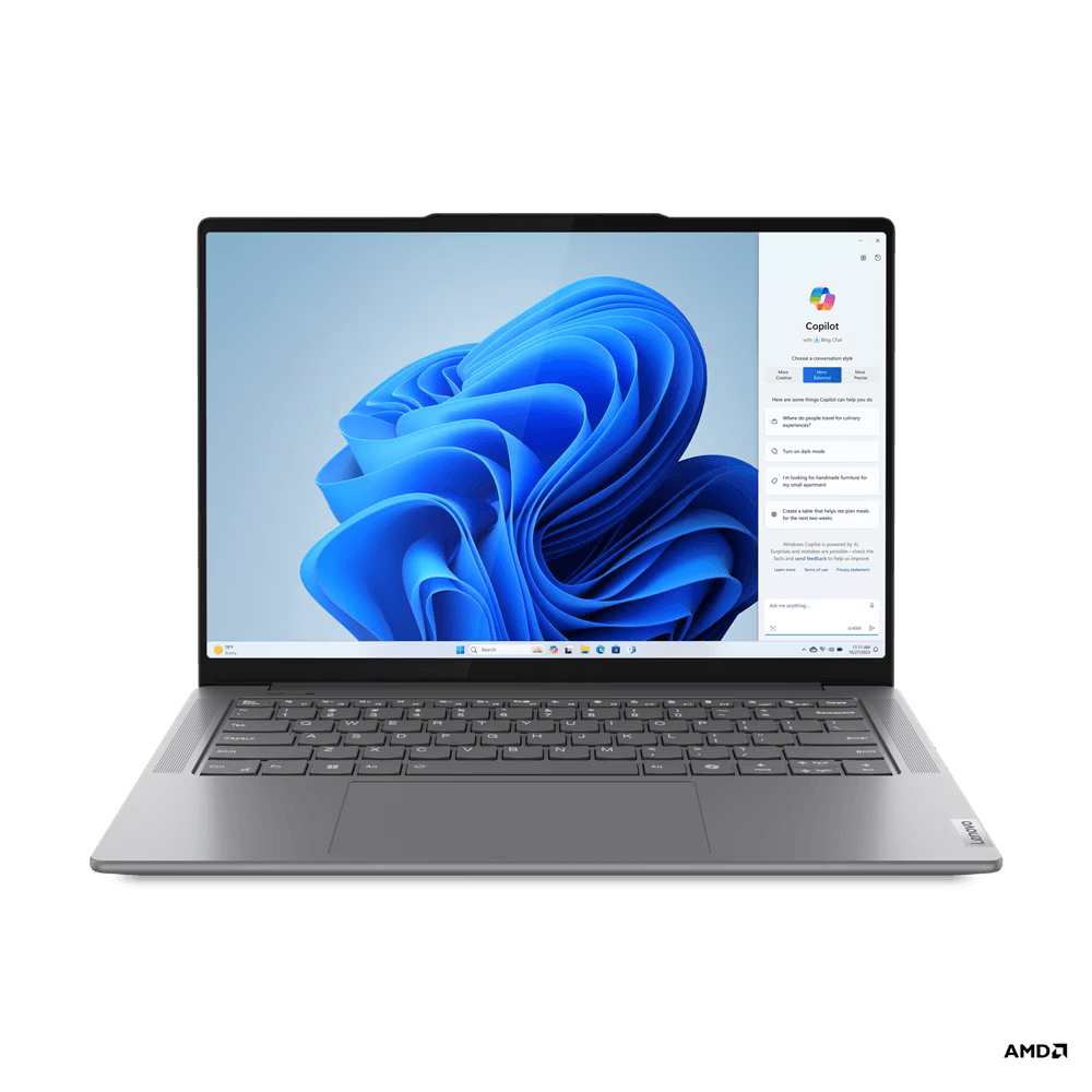 Laptop Lenovo Yoga Pro 7 14AHP9 cu procesor AMD Ryzen™ 7 8845HS pana la 5.1GHz, 14.5\', 3K, IPS, 120Hz, 16GB LPDDR5x, 1TB SSD, AMD Radeon™ 780M Graphics, No OS, Luna Grey