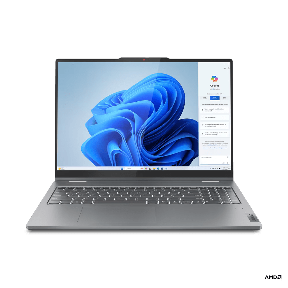 Laptop Lenovo IdeaPad 5 2-in-1 16AHP9, 16\' WUXGA (1920x1200) IPS 300nits Glossy, 45% NTSC, 60Hz, TÜV Low Blue Light, Glass, Touch, AMD Ryzen™ 7 8845HS (8C / 16T, 3.8 / 5.1GHz, 8MB L2 / 16MB L3), video Integrated AMD Radeon™ 780M Graphics, RAM 16GB Solder