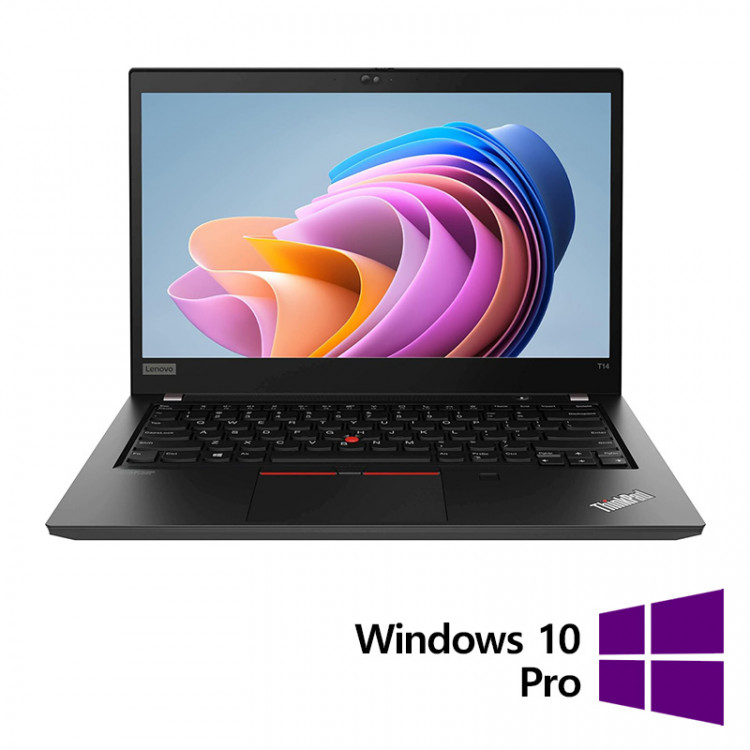 Laptop Refurbished LENOVO ThinkPad T14, Intel Core i5-10210U 1.60 - 4.20GHz, 16GB DDR4, 256GB SSD, 14 Inch Full HD, Webcam + Windows 10 Pro