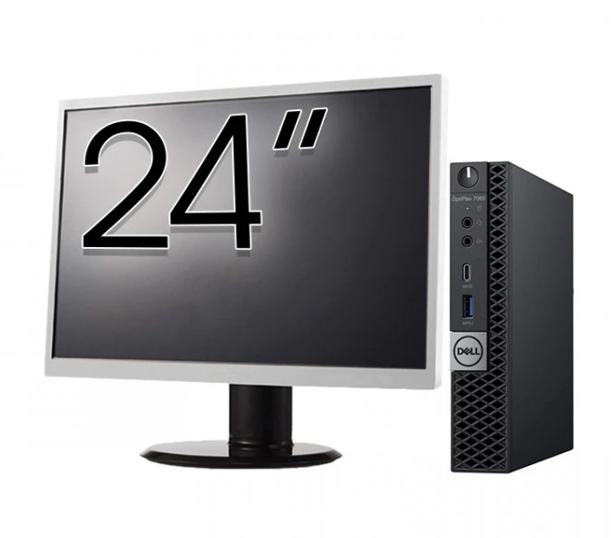Pachet Calculator Refurbished DELL OptiPlex 7060 Mini PC, Intel Core i5-8500T 2.10 - 3.50GHz, 16GB DDR4, 512GB SSD + Monitor 24 Inch + Windows 10 Home