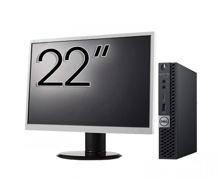 Pachet Calculator Refurbished DELL OptiPlex 7060 Mini PC, Intel Core i5-8500T 2.10 - 3.50GHz, 16GB DDR4, 512GB SSD + Monitor 22 Inch + Windows 10 Pro
