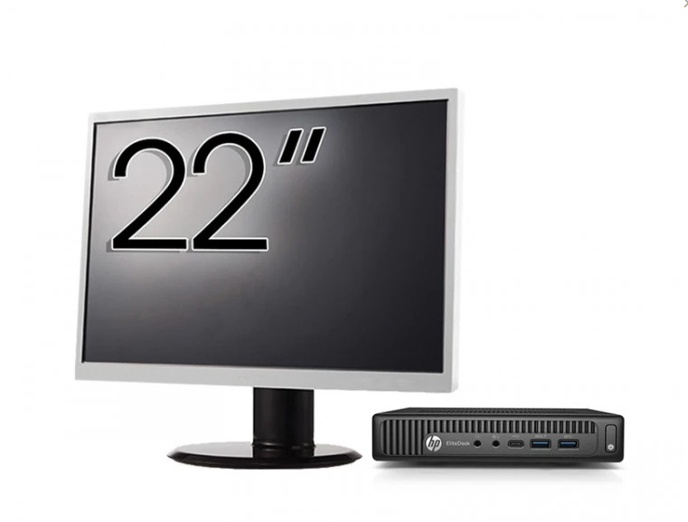 Pachet Calculator Refurbished HP EliteDesk 800 G2 Mini PC, Intel Core i5-6500 3.20-3.60GHz, 8GB DDR4, 256GB SSD + Monitor 22 Inch + Windows 10 Pro