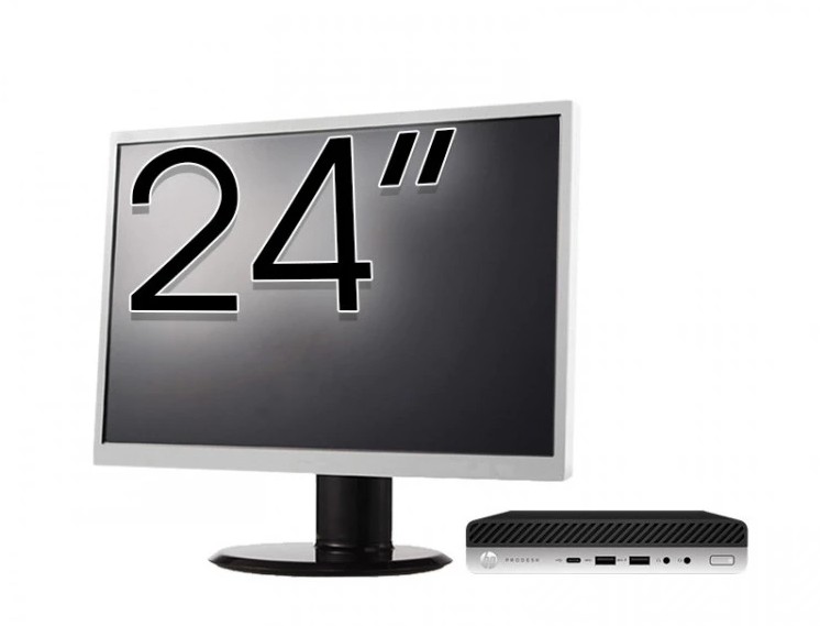Pachet PC Refurbished HP ProDesk 600 G4 Mini, Intel Core i5-8500T 2.10 - 3.50GHz, 8GB DDR4, 256GB SSD + Monitor 24 Inch + Windows 10 Pro