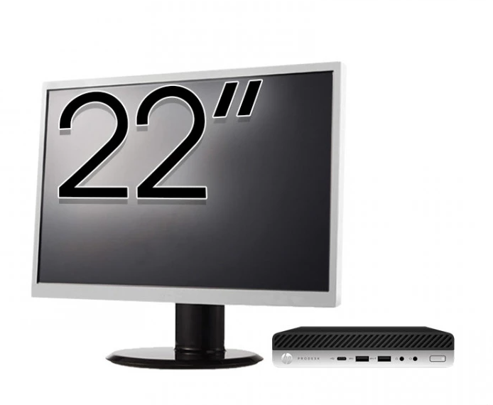 Pachet PC Refurbished HP ProDesk 600 G4 Mini, Intel Core i5-8500T 2.10 - 3.50GHz, 8GB DDR4, 256GB SSD + Monitor 22 Inch + Windows 10 Pro